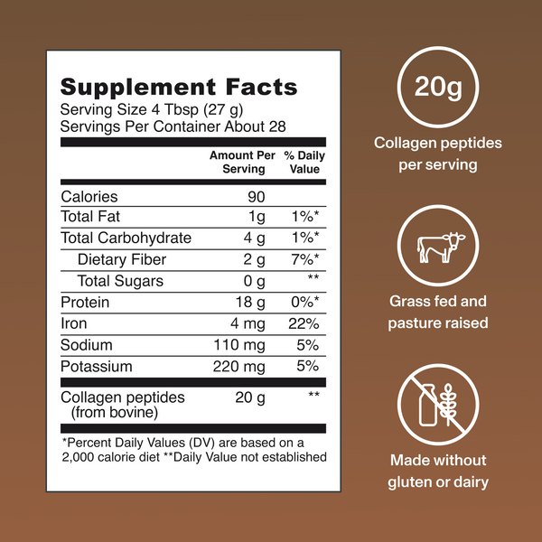 |CPC20X| Chocolate Collagen Peptides Supplement Facts